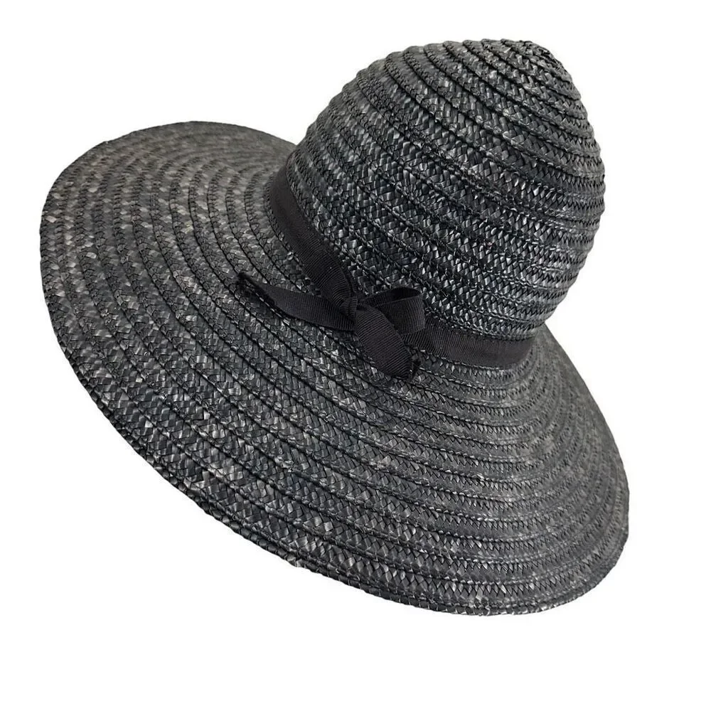 Vintage Betmar Black Italian Straw Brim Hat O/S